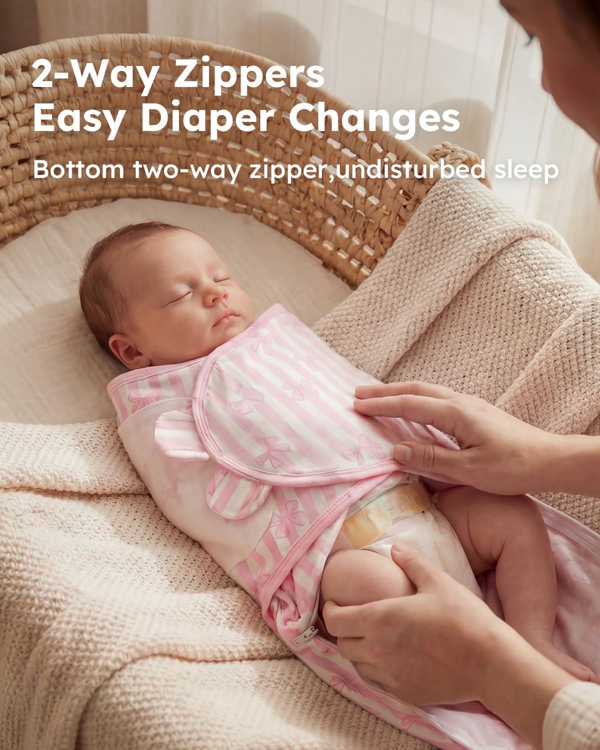 Yoofoss Baby Swaddle Sack - 100% Organic Cotton, Adjustable Design for Newborns 0-3 Months, Soft & Breathable