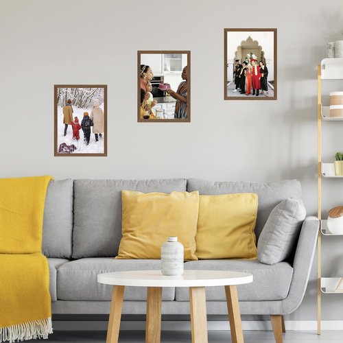 JCJMY 11x14 Picture Frame Brown for Wall Hanging, Wall Mounting Horizontally or Vertically, 11 x 14 Wall Gallery Poster Photo Frame with Shatter Resistant Plexiglass, Brown
