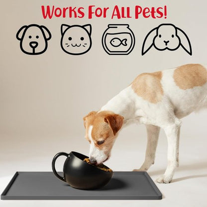 DogBuddy Dog Food Mat - Waterproof Silicone Feeding Mat with Non-Slip Edges | 24" x 16", Shadow Color