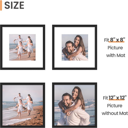 Upsimples 12x12 Picture Frame - Versatile Display for 8x8 or 12x12 Photos | Black, 1 Pack
