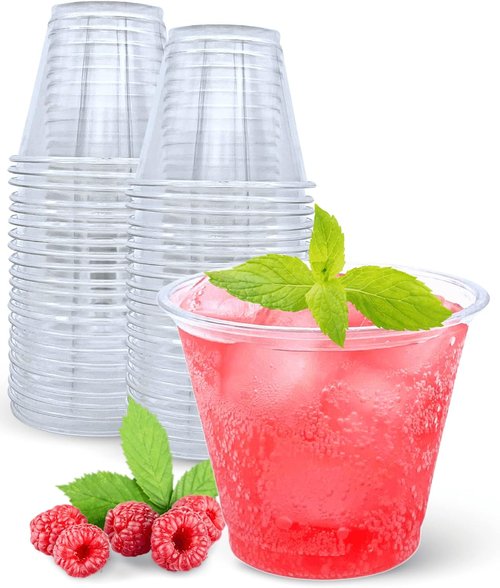 Aatriet 9 Oz Clear Plastic Cups - 50 Pack Elegant Disposable Wine Tumblers for Parties & Weddings