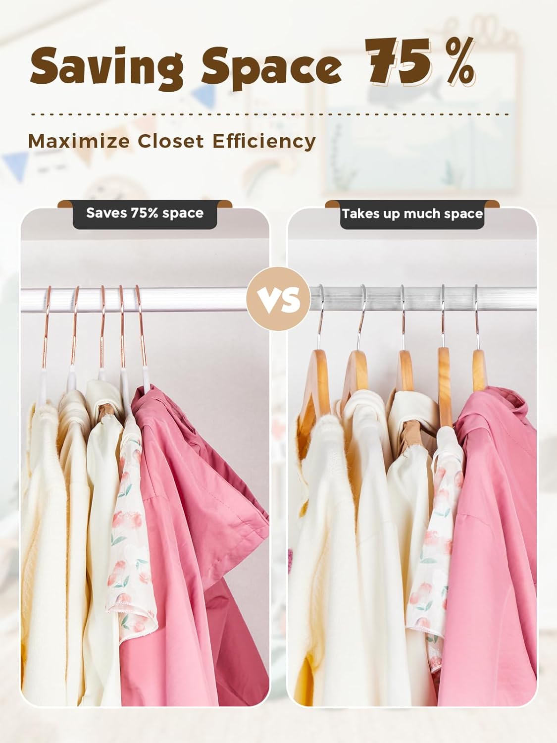 Smartor Kids Velvet Hangers - 50 Pack Non-Slip Felt Hangers for Toddler Clothes | 14 Inch, White with Rose Gold Hook