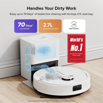 Roborock Q10 S5+ Robot Vacuum & Mop - 10,000Pa Suction, 70-Day Self-Emptying, Sonic Mopping, Ideal for Pet Hair