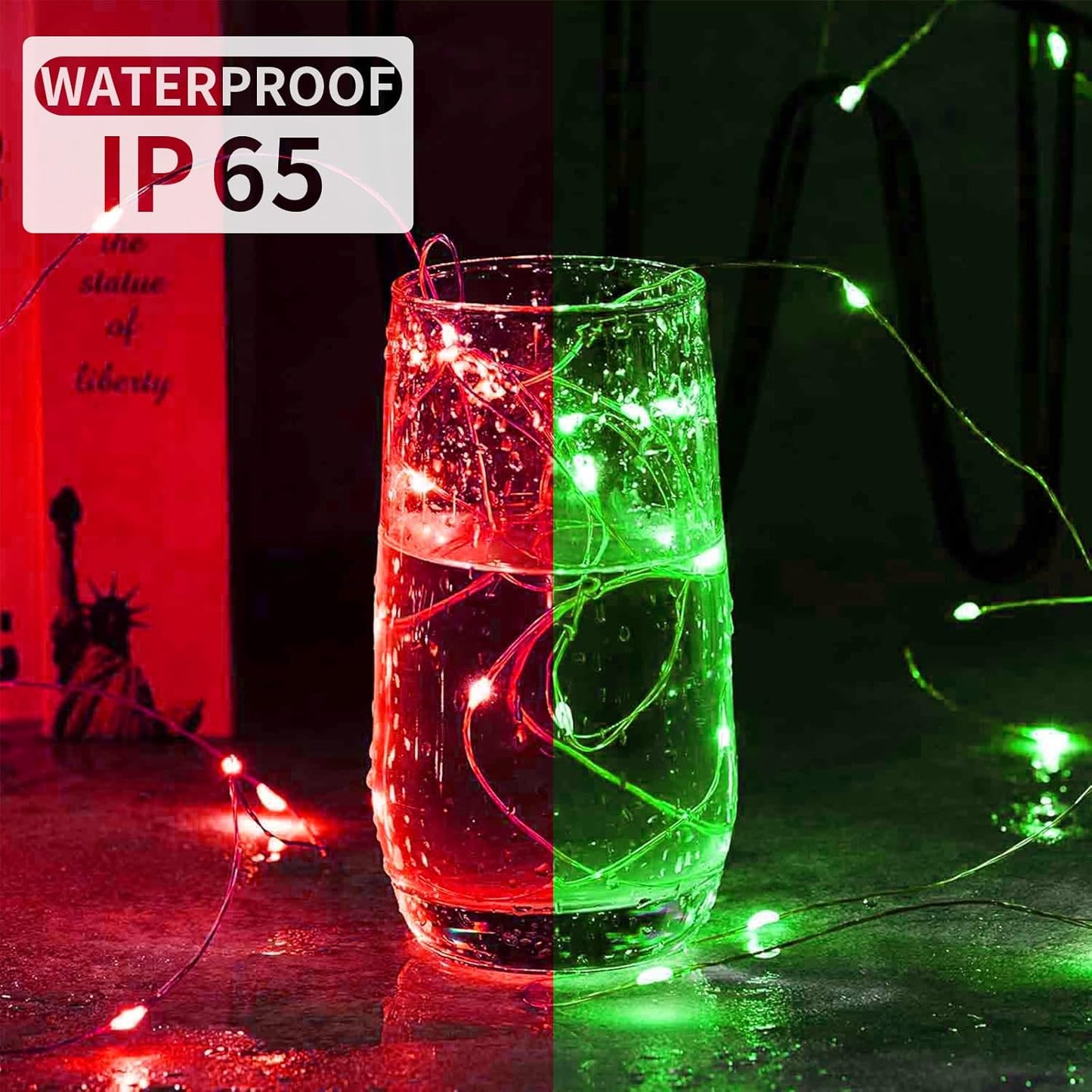 Skiennix 50 Pack Fairy Lights - 7Ft 20 LED Twinkle String Lights | Battery Operated & Waterproof for Parties, Weddings, Christmas & More - Red & Green