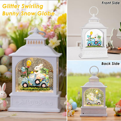 Regine Switzerland Easter Snow Globe - Glitter Bunny Spring Decor | 6-Hour Timer, 6-Inch Size