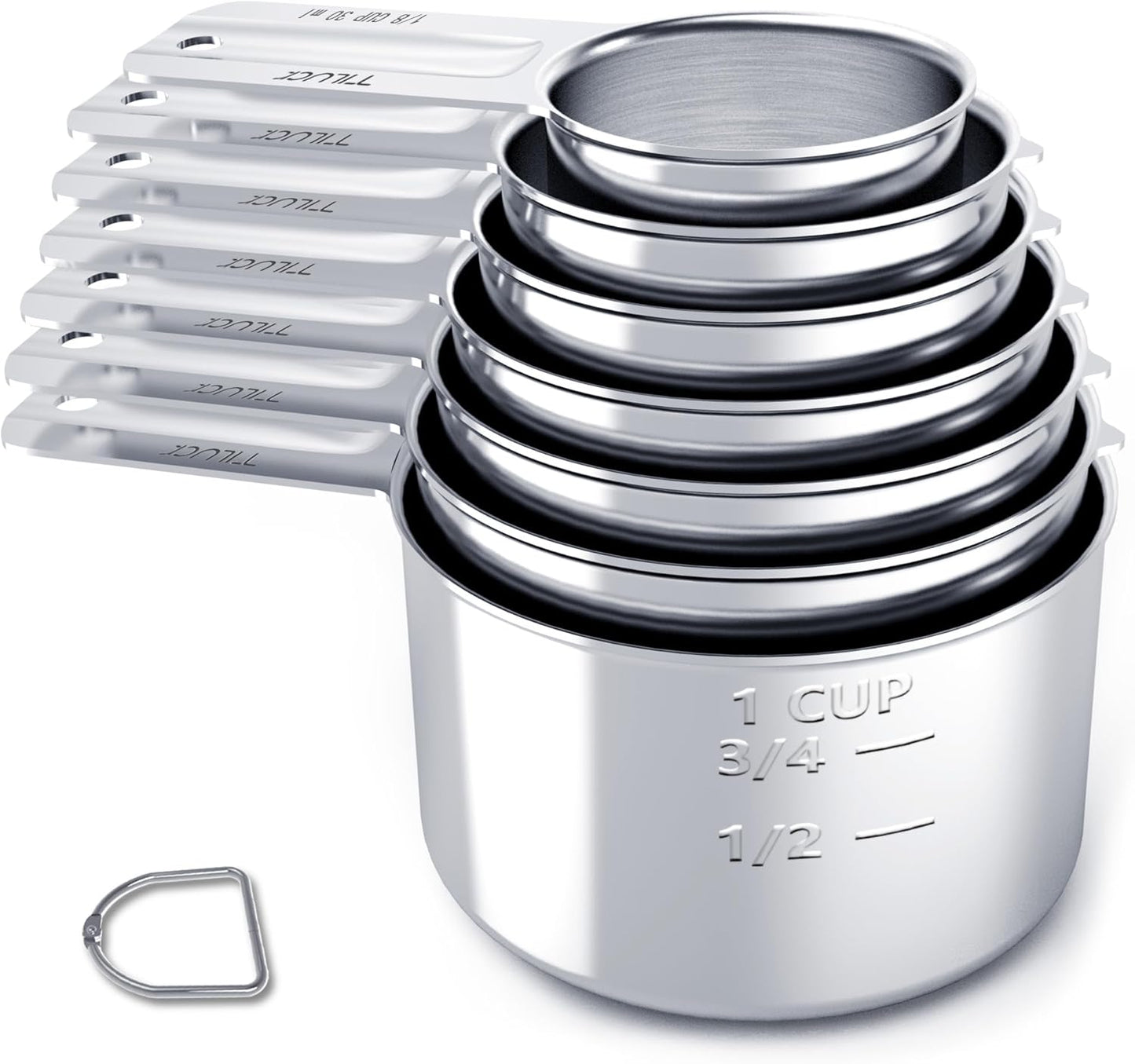 TILUCK Stainless Steel Measuring Cups Set - Essential Kitchen Gadgets for Cooking & Baking | Set of 7