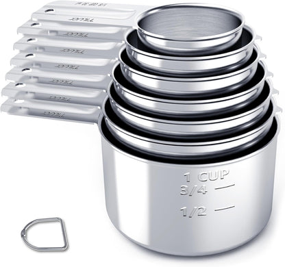 TILUCK Stainless Steel Measuring Cups Set - Essential Kitchen Gadgets for Cooking & Baking | Set of 7