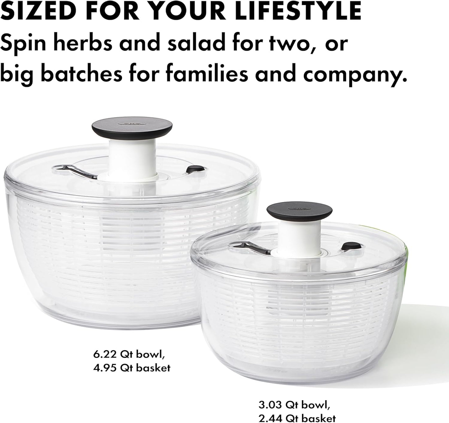 OXO Good Grips Salad Spinner - 6.22 Quart Lettuce & Fruit Washer with Strainer | Pack of 4