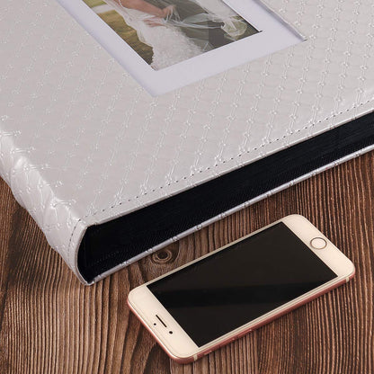 RECUTMS Photo Album 4x6 Holds 600 Photos Button Grain Larger Capacity Leather Cover Black Inner Page Baby Family Book Wedding Anniversary Pictures Birthday Photo Albums (White)