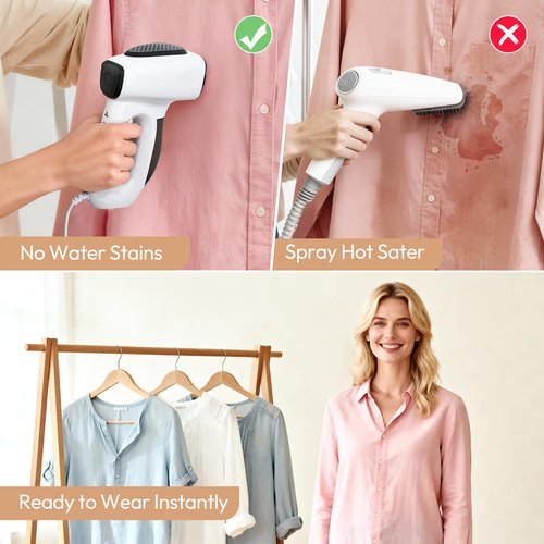 BOCT 3500Pa Vacuum Steamer for Clothes - 2 in 1 Portable Suction Handheld Vacuum Iron,30s Rapid Preheating,Auto-off,Light Steamer for Travel/Home