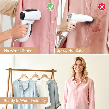 BOCT 3500Pa Vacuum Steamer for Clothes - 2 in 1 Portable Suction Handheld Vacuum Iron,30s Rapid Preheating,Auto-off,Light Steamer for Travel/Home