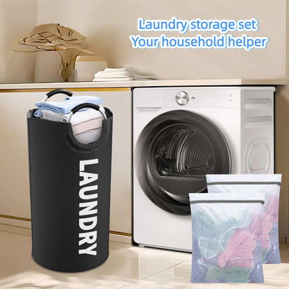 Umiciaga 90L Laundry Basket, Storage Basket,Waterproof Laundry Hamper, Laundry Bag with Padded Handles, Clothes Hamper，Collapsible Laundry Basket Easy Storage;Includes 2 mesh laundry bags（16x12in）
