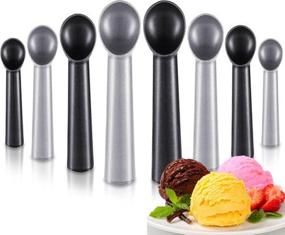 Gejoy 8 Pcs Ice Cream Scoops - Nonstick Anti-Freeze Aluminum Dessert Spoons for Gelato & Sorbet | Black & Silver