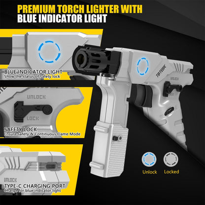 TBTeek Torch Lighter - Refillable Butane Kitchen Blow Torch with Adjustable Flame & Safety Lock | Dual Heights for Cooking & BBQ