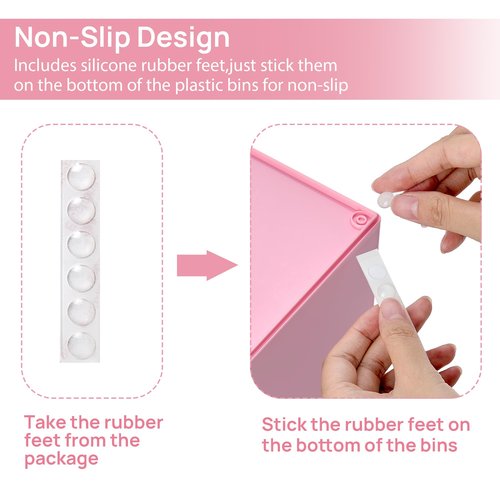 Vtopmart 4Pack Small Stackable Storage Drawers, Bathroom Makeup Organizer,Plastic Storage Bins For Vanity, Undersink, Kitchen Cabinet, Pantry, Home Organization(Pink)