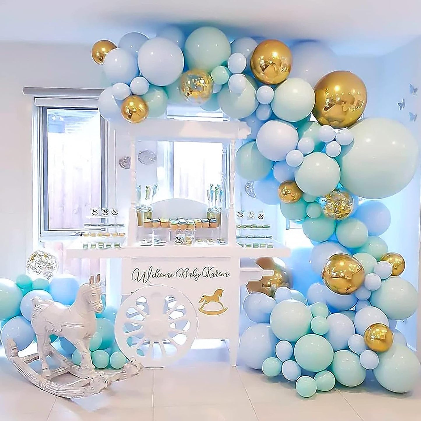 RUBFAC Pastel Blue Balloons - 116-Piece Set in Various Sizes for Garland & Arch Decor - Perfect for Birthday, Baby Shower, Gender Reveal & Wedding Parties