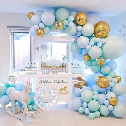 RUBFAC Pastel Blue Balloons - 116-Piece Set in Various Sizes for Garland & Arch Decor - Perfect for Birthday, Baby Shower, Gender Reveal & Wedding Parties