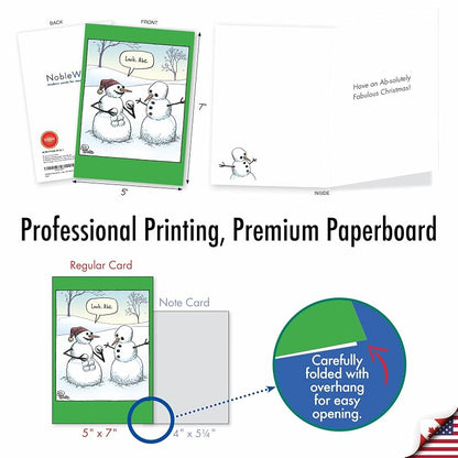 Snowman Abs Merry Christmas Greeting Card Set - 12 Pack (NobleWorks C9477XSG-B12x1) - Variation: Snowman Abs