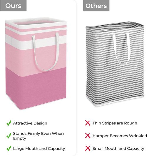 HomeHacks Large Waterproof Laundry Baskets - Collapsible Hampers with Reinforced Handles | 88L Each, Pink