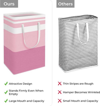 HomeHacks Large Waterproof Laundry Baskets - Collapsible Hampers with Reinforced Handles | 88L Each, Pink