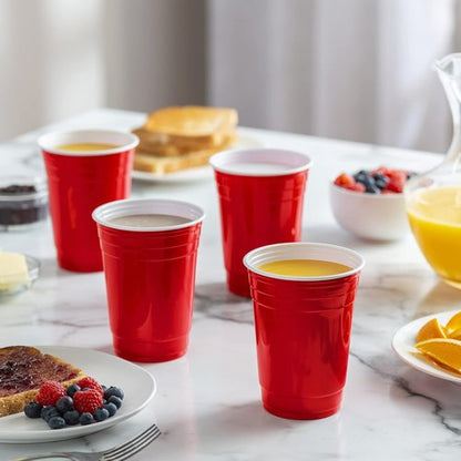 GUSTO Disposable Plastic Red Cups - 18 oz. | 50 Count Party Drinking Cups for Events