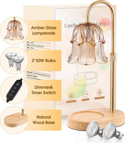 Skiennix Candle Warmer Lamp - Adjustable Timer & Height | Dimmable Vintage Base for Scented Wax Melts