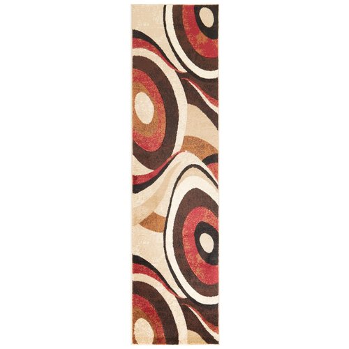 Home Dynamix Tribeca Slade Modern Runner Rug, Abstract Brown/Red 26"x12'