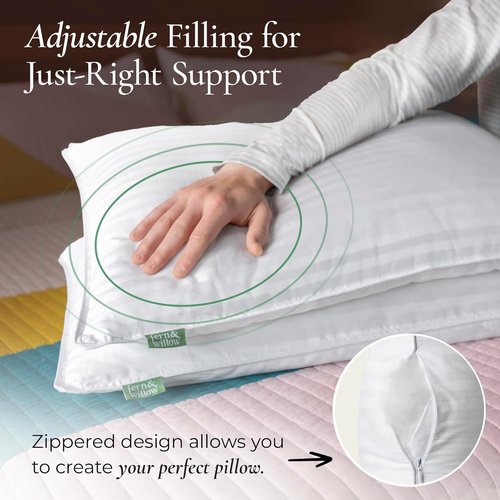 Fern and Willow Premium Queen Size Bed Pillows - Luxurious Ultra-Soft Cooling Set of 2 | Medium Firm Support for All Sleepers