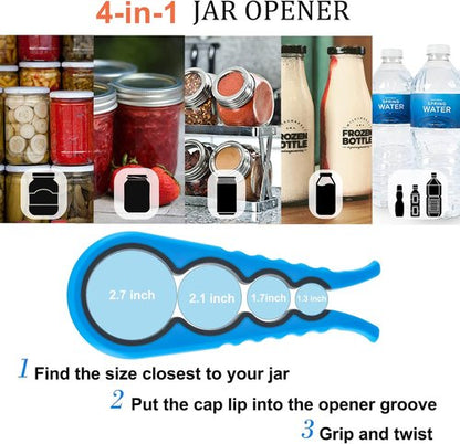 Bloss Anti-Skid Jar Opener - Easy Grip Lid Remover for Seniors & Small Hands | Blue