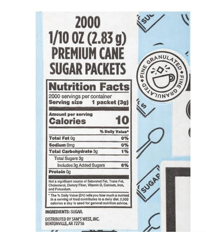 Member Mark Premium Cane Sugar Packets 2,000 ct