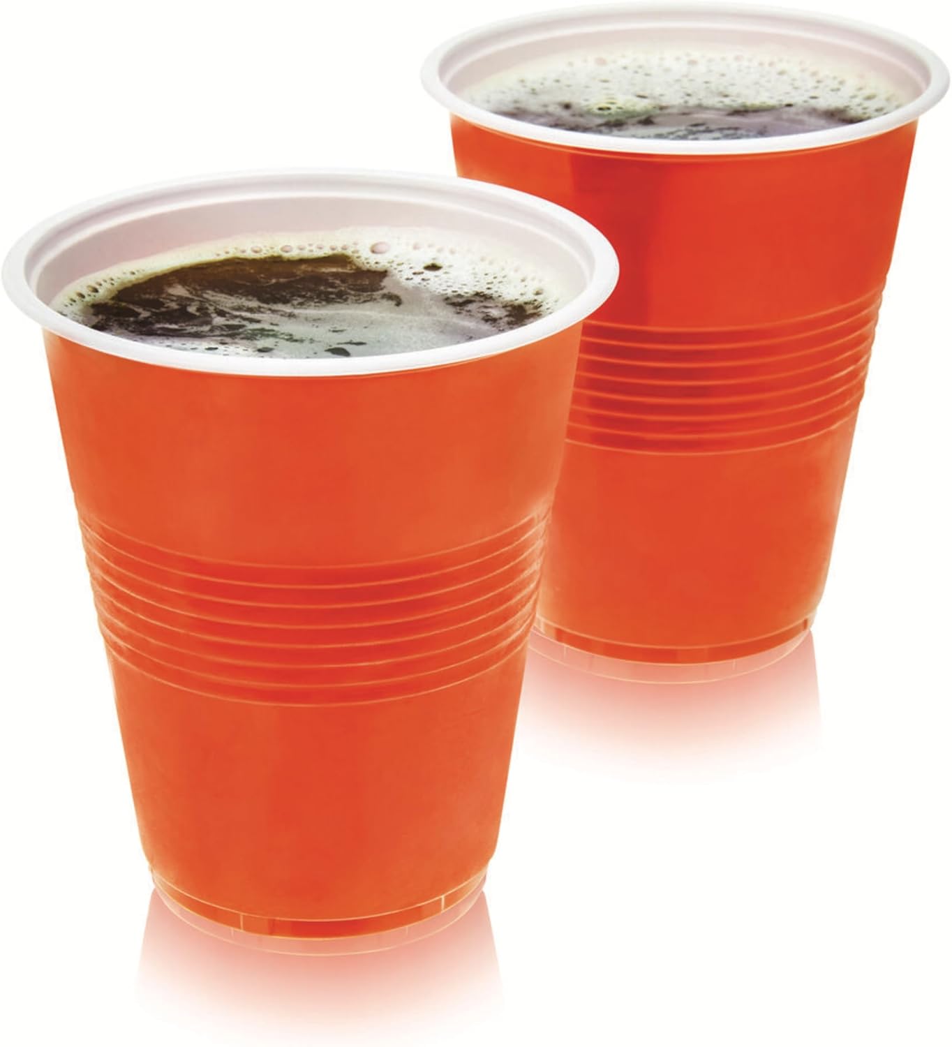 True Plastic Cups - 16 oz Disposable Cocktail & Soda Cups | Set of 50 in Vibrant Orange for Parties & Events