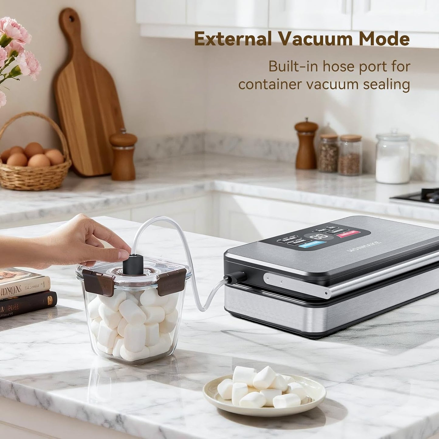 Skiennix Vacuum Sealer - Powerful 95kPa Fully Automatic 10-in-1 Machine with Built-in Cutter & Digital Display