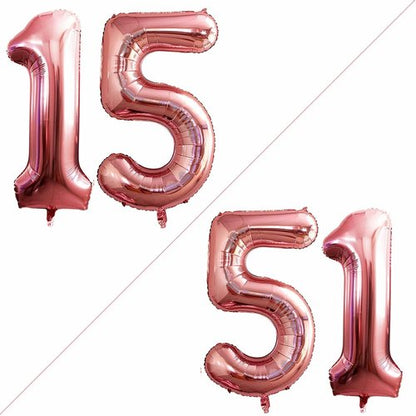 GOER Jumbo 42-Inch Number 15 Balloons - Rose Gold Foil Helium Decorations for Sweet 15 Party