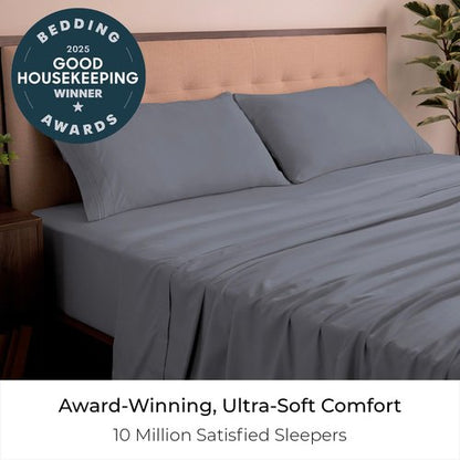 Mellanni King Sheets Set - 4 PC Iconic Collection Bedding - Hotel Luxury, Extra Soft, Cooling Bed Sheets - Wrinkle, Fade, Stain Resistant (King, Mineral Gray)