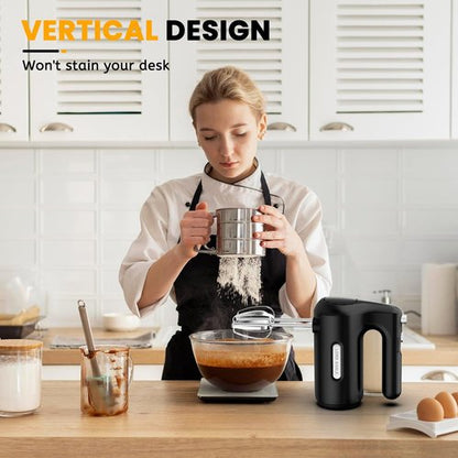 Lord Eagle 5-Speed Hand Mixer - 300W Compact Electric Mixer with 5 Attachments & Storage Bag | Lightweight Black Design for Baking