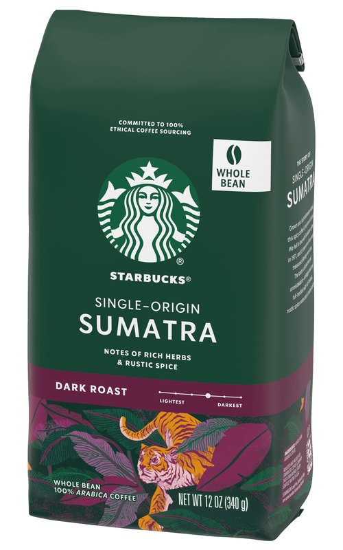 Starbucks Sumatra Coffee, Whole Bean, 12-Ounce Bags (Pack of 3)