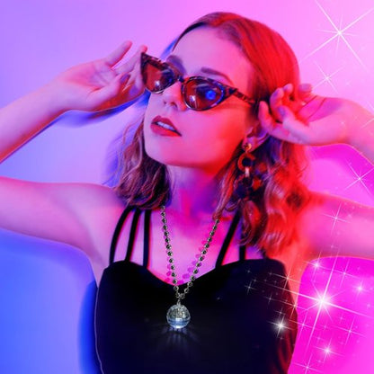 Henoyso LED Disco Ball Necklaces - 24 Pcs Colorful Light-Up Party Favors for Bachelorette & Birthdays
