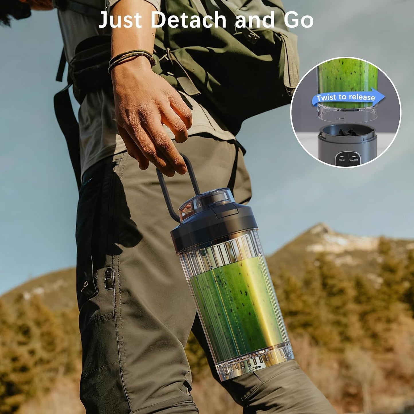Skiennix Personal Blender - Portable Smoothie Maker with 4 Programs, USB-C Rechargeable, 18 oz, BPA Free