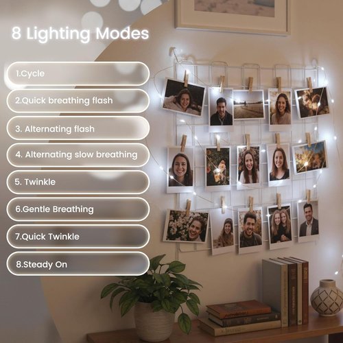 DomeStar Fairy Lights - 32FT Battery Operated, Waterproof, Rechargeable with Timer | 8 Modes for Indoor Decor