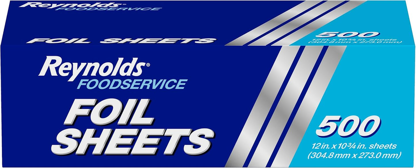 Reynolds Pre-Cut Aluminum Foil Sheets - Perfect for Catering & Restaurants | 12 x 10.75 Inches, 500 Ct.