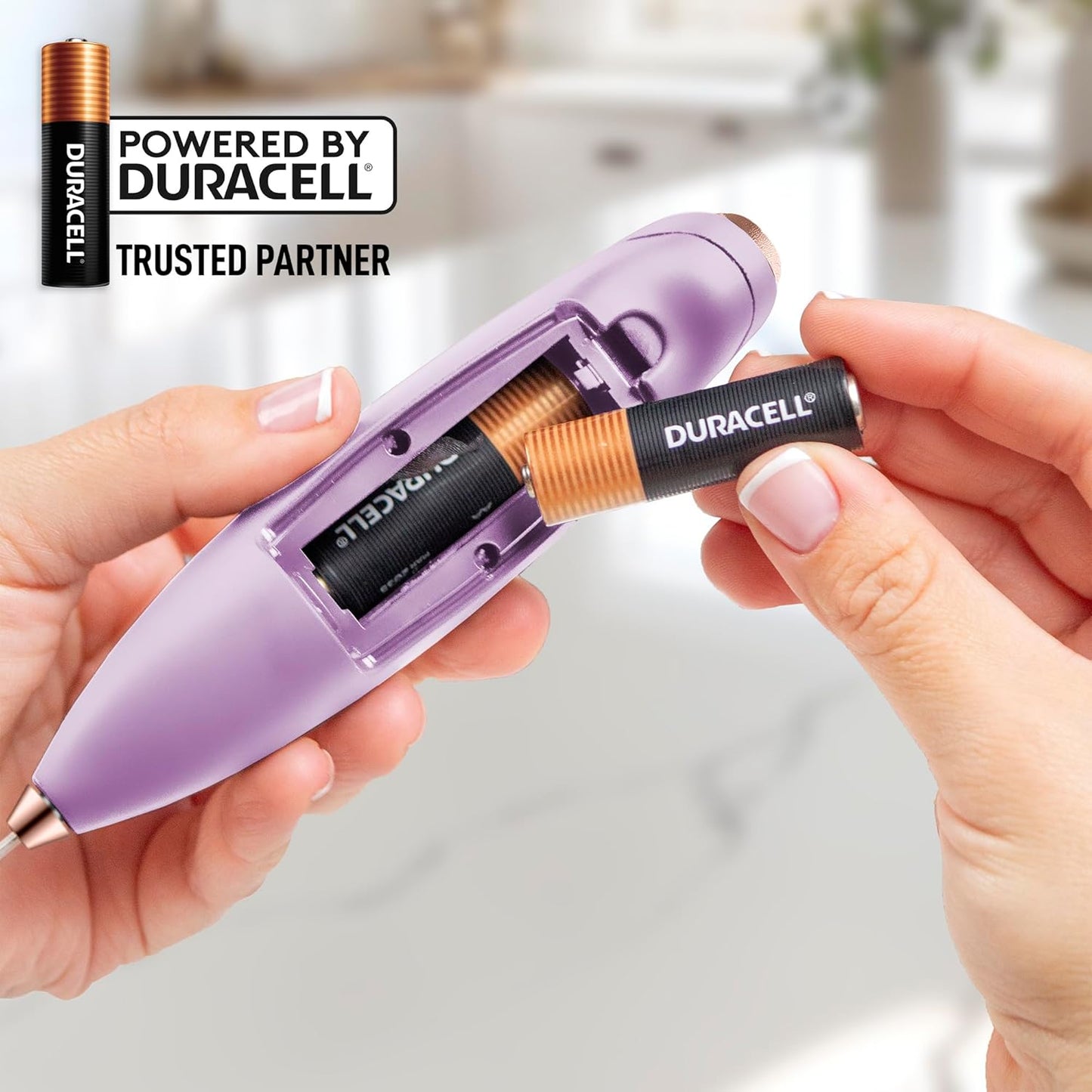 Zulay Kitchen Milk Frother Wand - Ultra-Fast Handheld Electric Whisk for Coffee & Lattes - Lilac & Rose Gold