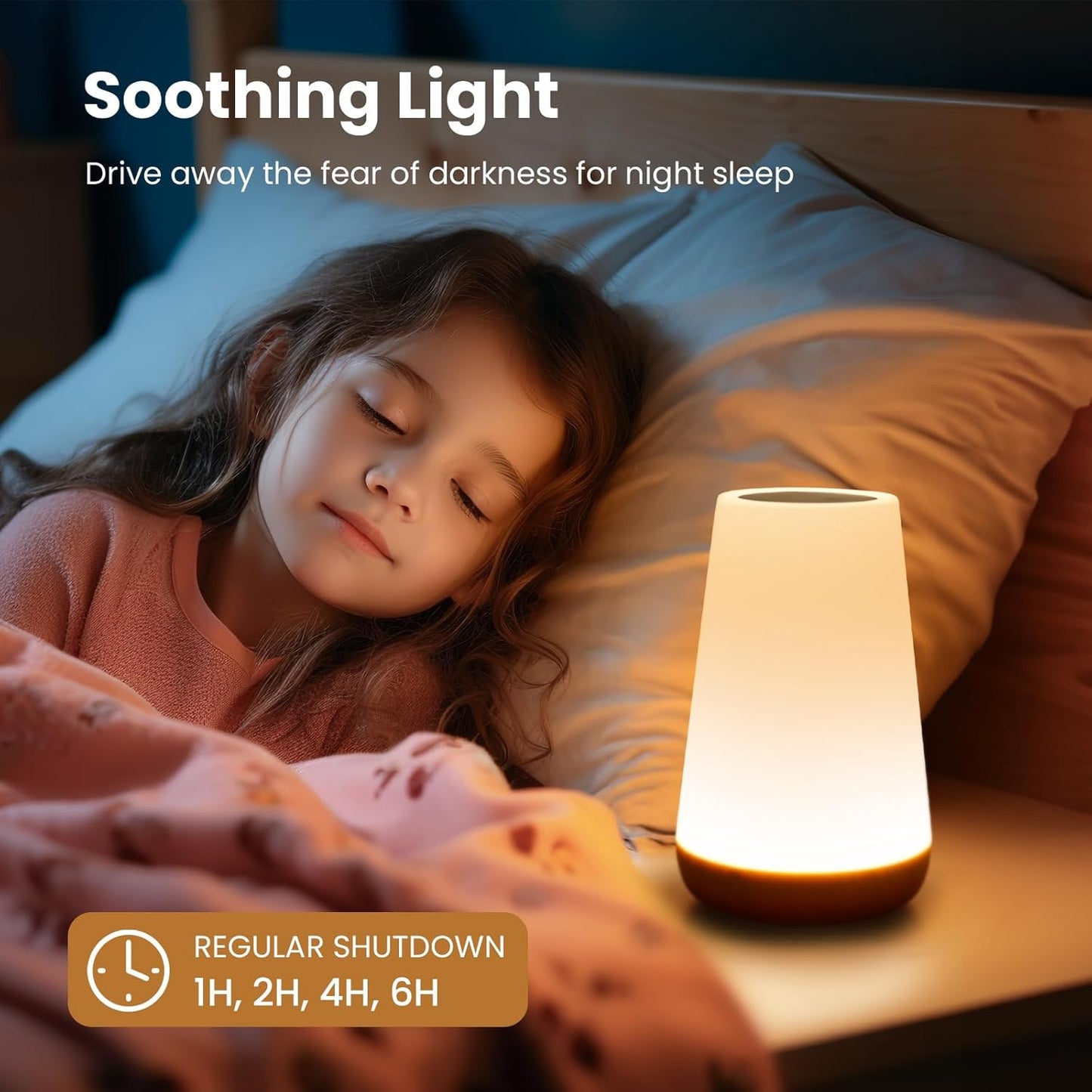 THAUSDAS Dimmable Touch Lamp - Portable Night Light with 5 Brightness Levels & 13 RGB Colors