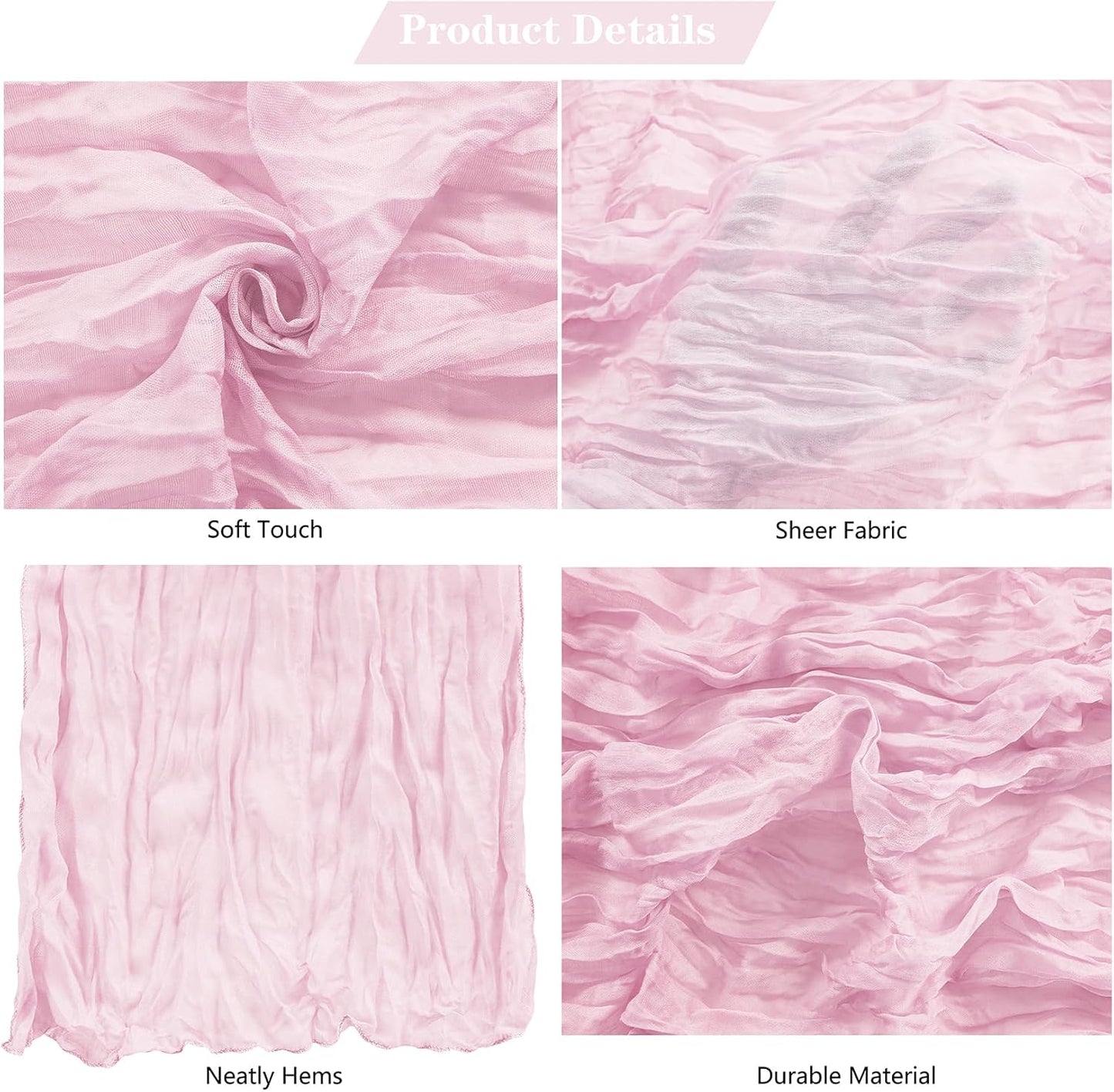 Skiennix 15 Pack Pink Cheesecloth Table Runners - 9FT Rustic Sheer Gauze for Weddings & Events | 17x108 Inch