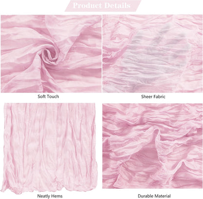 Skiennix 15 Pack Pink Cheesecloth Table Runners - 9FT Rustic Sheer Gauze for Weddings & Events | 17x108 Inch