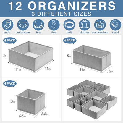 Criusia Home Organization Set - 4 Storage Baskets, 8 Storage Cubes & 12 Drawer Organizers | Complete 26-Piece Solution