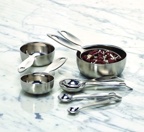 Amco Advanced Performance Measuring Cups - Heavy-Gauge Stainless Steel, Ergonomic Design | Set of 4, Dishwasher Safe
