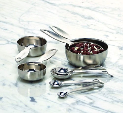 Amco Advanced Performance Measuring Cups - Heavy-Gauge Stainless Steel, Ergonomic Design | Set of 4, Dishwasher Safe