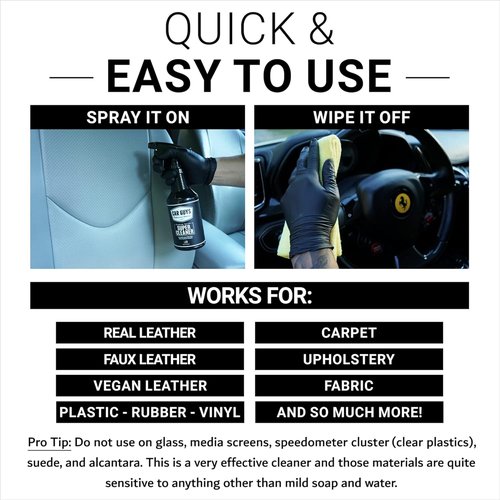 Car Guys Super Cleaner - Effective Interior Cleaner for Leather & Upholstery | 18 Oz Kit with Microfiber Towel