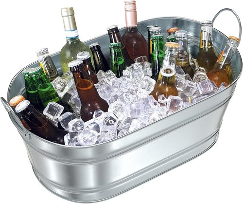 Ice Bucket - Beverage Tub Beer Ice Buckets for Parties- 6.2 Gallon (23 L)- Champagne and Wine Buckets with Handles - Cheers Large Ice Storage Galvanized Tub - Hold Over 30 Bottles