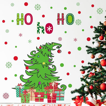 Christmas Wall Decals 3 Sheets – Red Green Tree & Snowflake Stickers Set